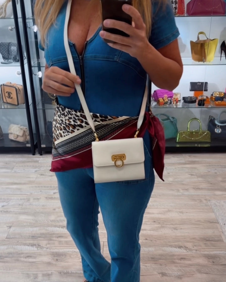 FERRAGAMO GANCINI CALFSKIN LEATHER CROSSBODY BAG