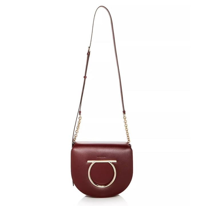 FERRAGAMO GANCINI VELA LARGE FLAP CALFSKIN LEATHER CROSSBODY BAG