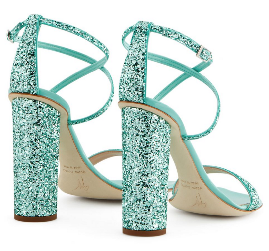 GIUSEPPE ZANOTTI TARA GLITTER HEEL SANDALS