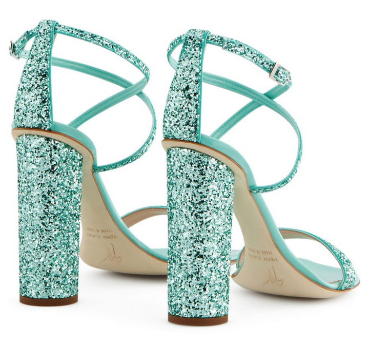 GIUSEPPE ZANOTTI TARA GLITTER HEEL SANDALS