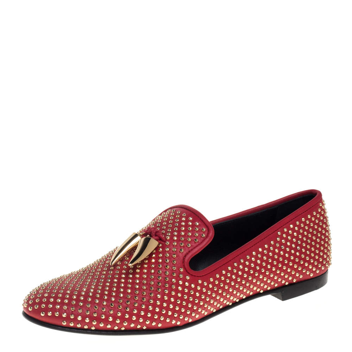 GIUSEPPE ZANOTTI LEATHER STUDDED HORN LOAFERS