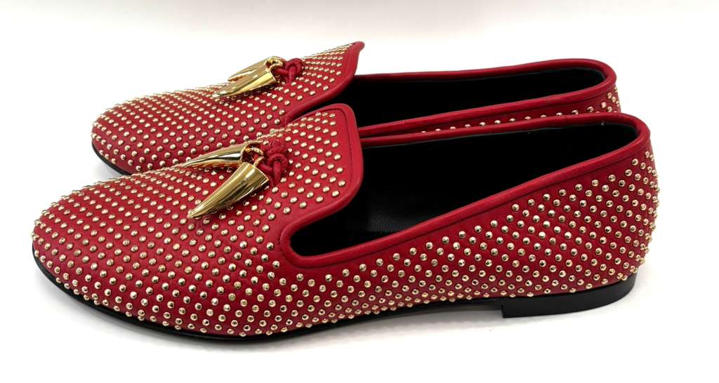 GIUSEPPE ZANOTTI LEATHER STUDDED HORN LOAFERS
