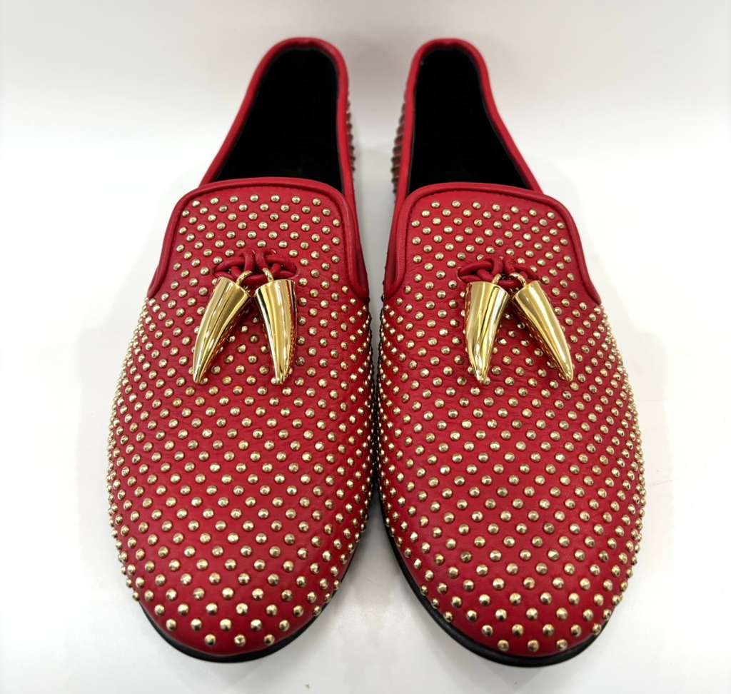 GIUSEPPE ZANOTTI LEATHER STUDDED HORN LOAFERS