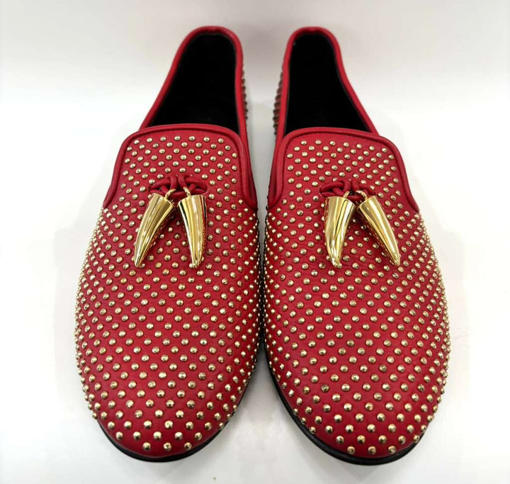 GIUSEPPE ZANOTTI LEATHER STUDDED HORN LOAFERS