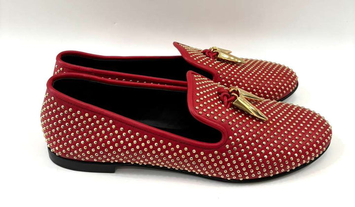 GIUSEPPE ZANOTTI LEATHER STUDDED HORN LOAFERS