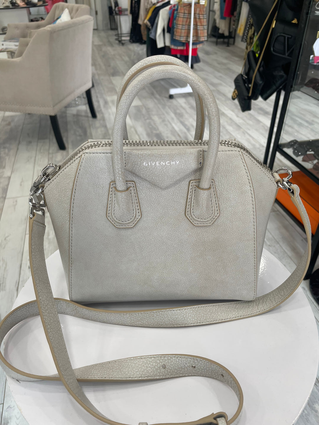 GIVENCHY AGED LEATHER MINI ANTIGONA TOP-HANDLE BAG