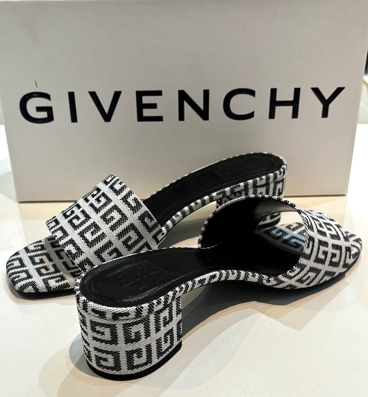GIVENCHY 4G JACQUARD MONOGRAM BLOCK HEEL MULES