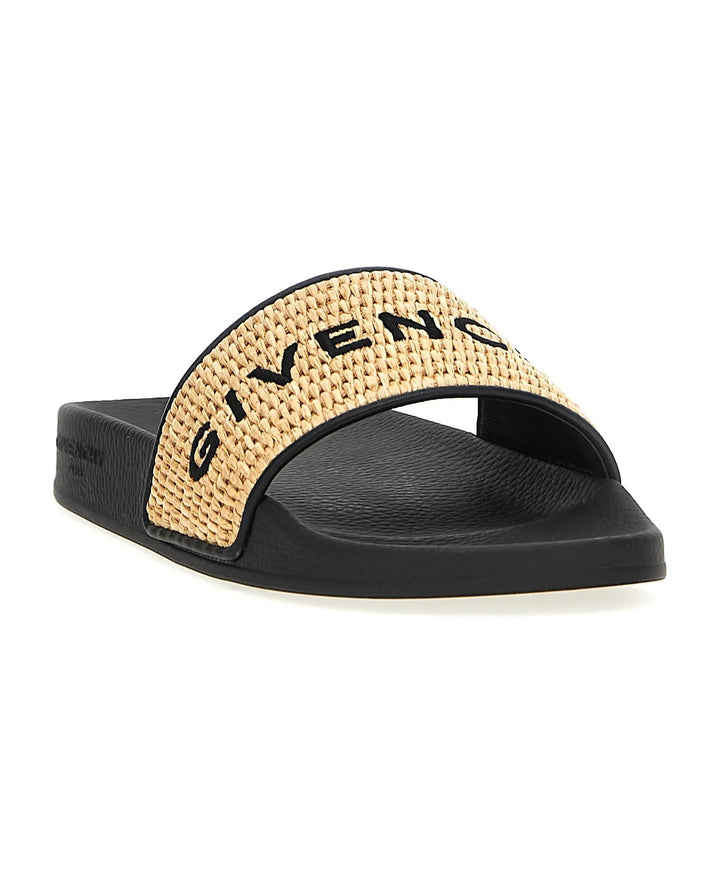 GIVENCHY 4G LOGO RAFFIA FLAT SANDAL MULES