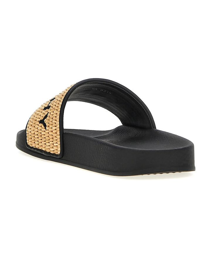 GIVENCHY 4G LOGO RAFFIA FLAT SANDAL MULES