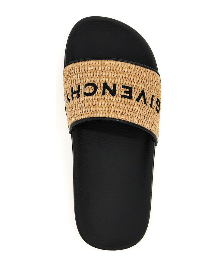 GIVENCHY 4G LOGO RAFFIA FLAT SANDAL MULES