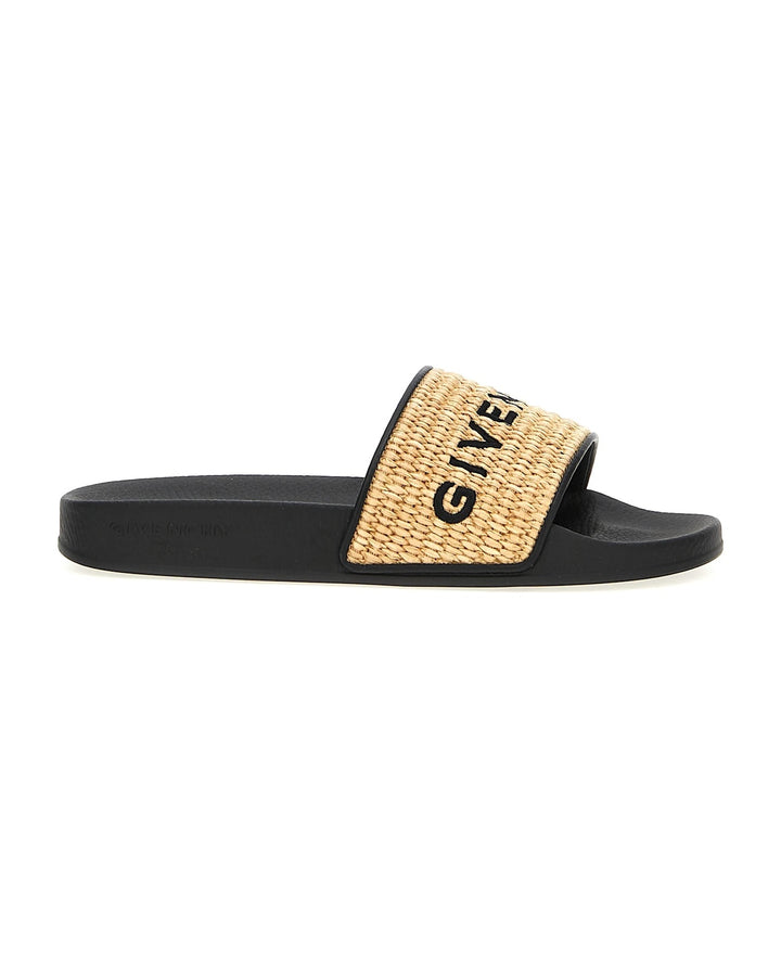 GIVENCHY 4G LOGO RAFFIA FLAT SANDAL MULES