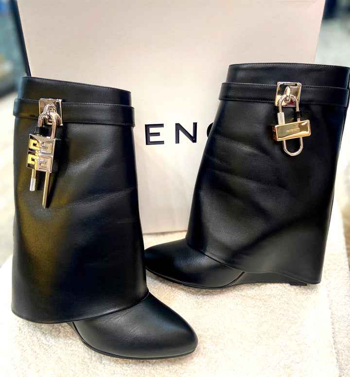 GIVENCHY SHARK LOCK ANKLE CALFSKIN LEATHER BOOTS