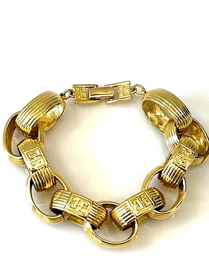 GIVENCHY GOLD PLATED LOGO CHUNKY CHAIN LINK BRACELET