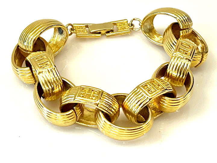 GIVENCHY GOLD PLATED LOGO CHUNKY CHAIN LINK BRACELET
