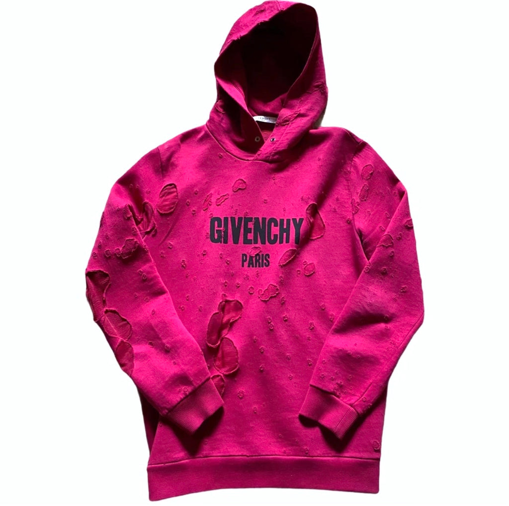 Givenchy pink store distressed hoodie