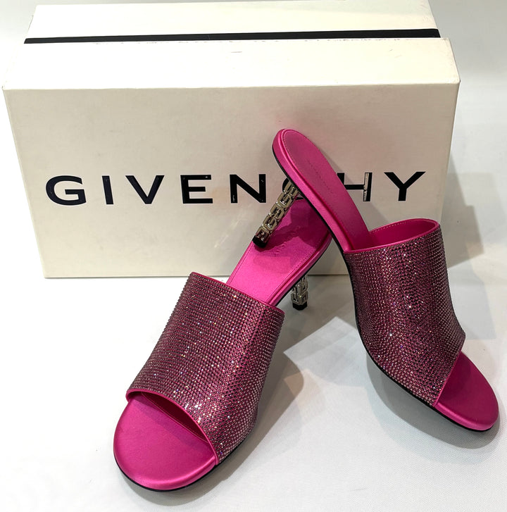 GIVENCHY CRYSTAL EMBELLISHED G CUBE HEELED MULES