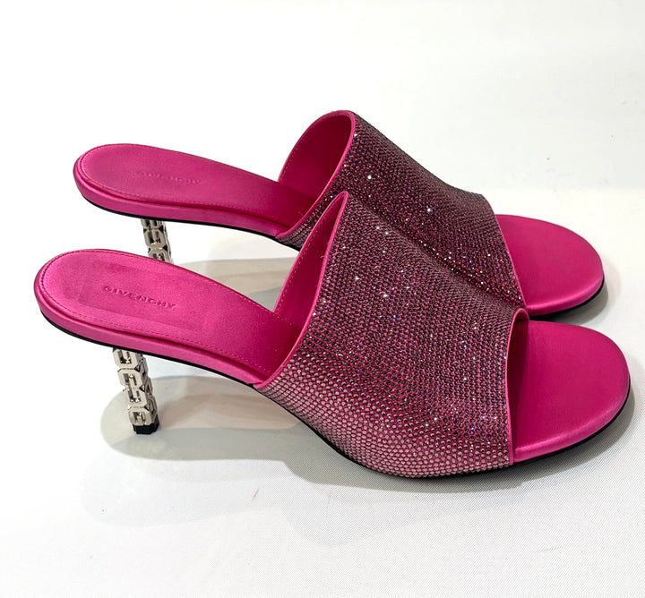 GIVENCHY CRYSTAL EMBELLISHED G CUBE HEELED MULES