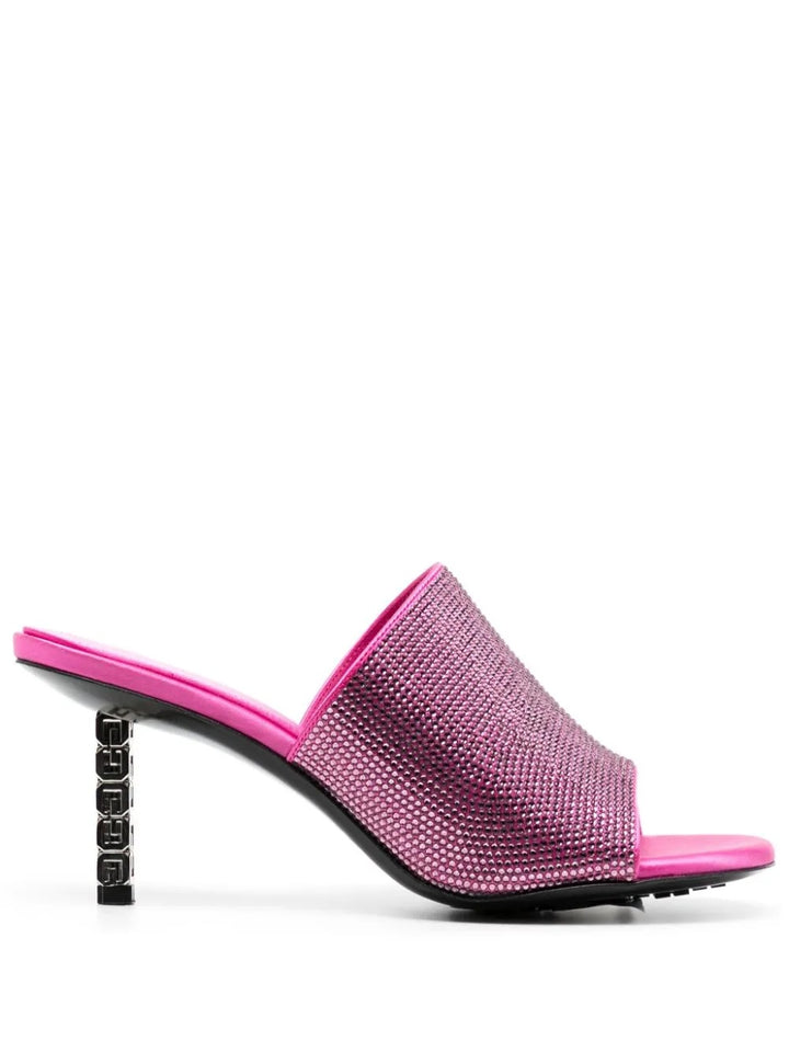GIVENCHY CRYSTAL EMBELLISHED G CUBE HEELED MULES