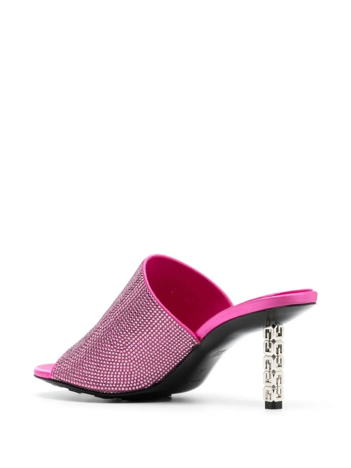 GIVENCHY CRYSTAL EMBELLISHED G CUBE HEELED MULES