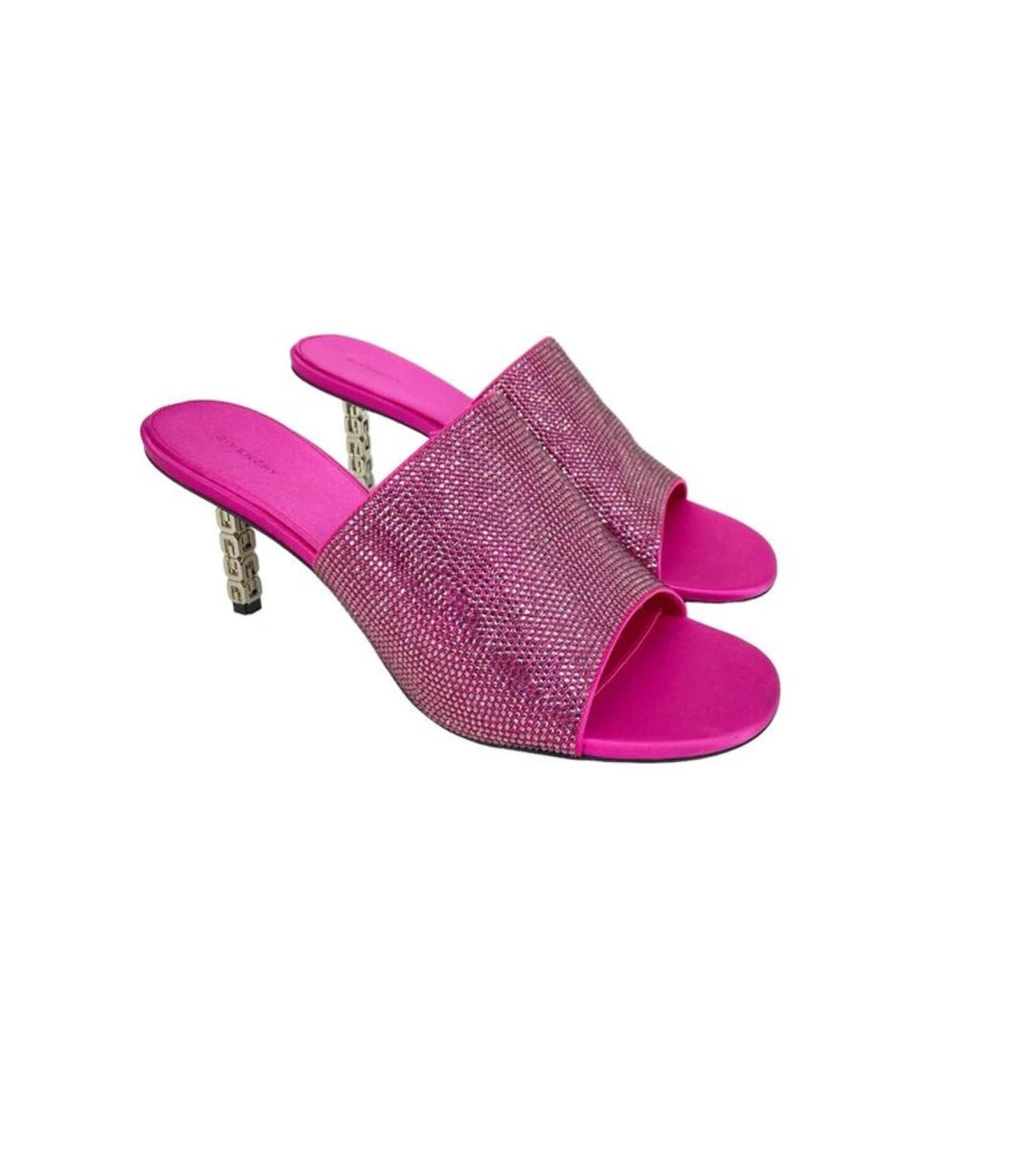 GIVENCHY CRYSTAL EMBELLISHED G CUBE HEELED MULES