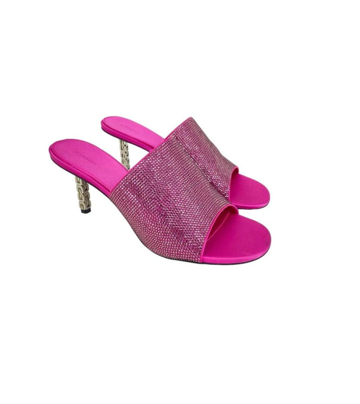 GIVENCHY CRYSTAL EMBELLISHED G CUBE HEELED MULES