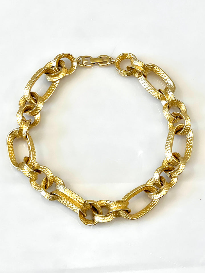 GIVENCHY GOLD PLATED LOGO CHUNKY CHAIN LINK NECKLACE