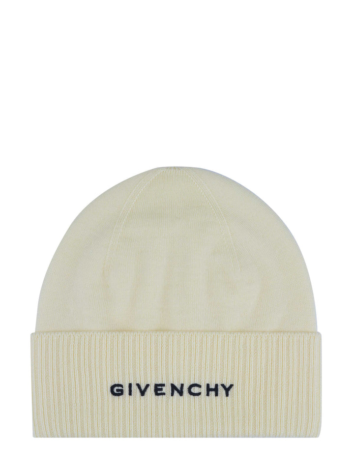 GIVENCHY WOOL BEANIE HAT IN CREAM