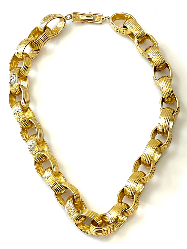 GIVENCHY GOLD PLATED GIVENCHY LOGO CHAIN NECKLACE