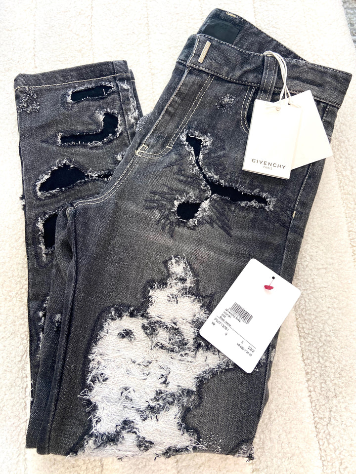 GIVENCHY KIDS DISTRESSED SLIM CUT JEANS