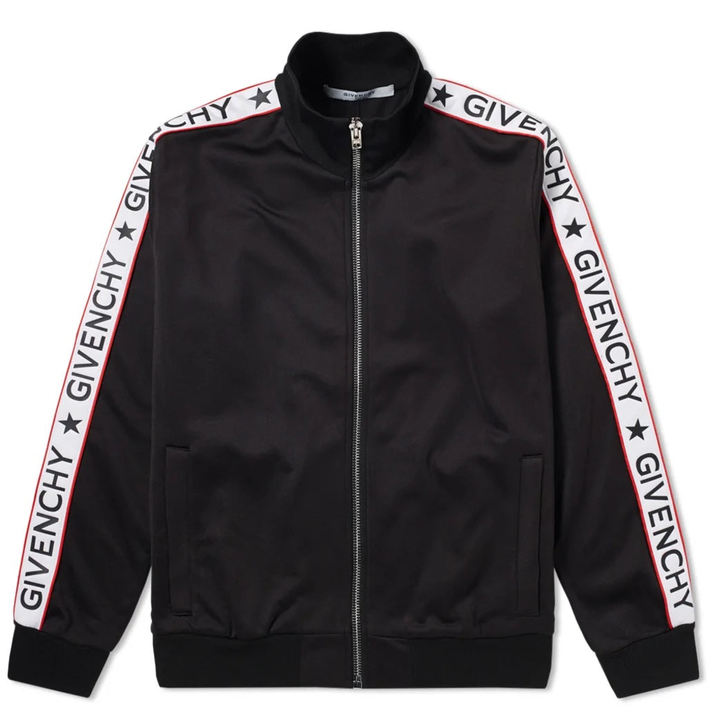 美品 GIVENCHY ロゴテープ トラックジャケット スターパッチ 黒 34 GIVENCHY-LOGO-TAPE-TRACK-