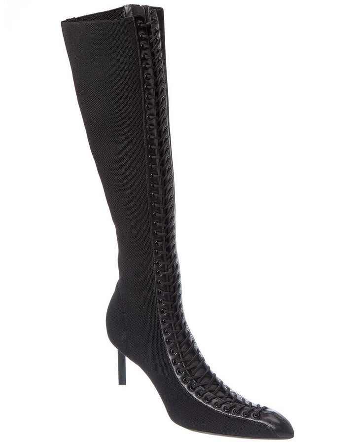 GIVENCHY STRETCH LEATHER TRIM KNEE HIGH BOOTS