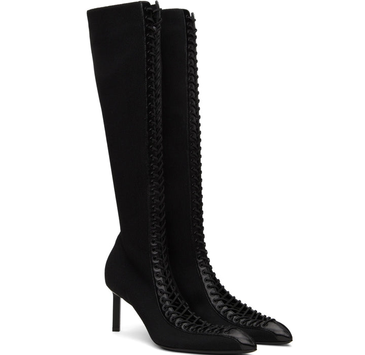 GIVENCHY STRETCH LEATHER TRIM KNEE HIGH BOOTS