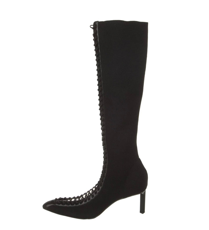 GIVENCHY STRETCH LEATHER TRIM KNEE HIGH BOOTS