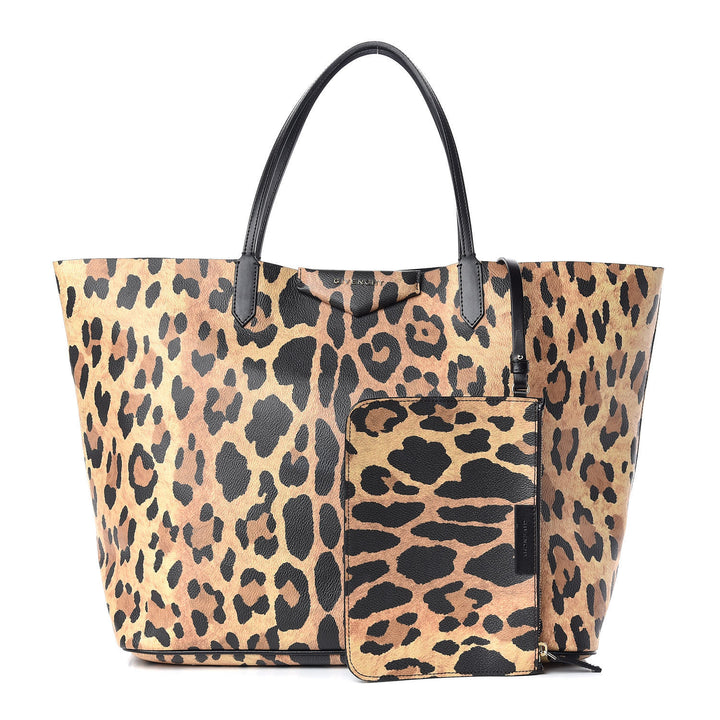 GIVENCHY COATED CANVAS LEOPARD PRINT LARGE ANTIGONA TOTE BAG