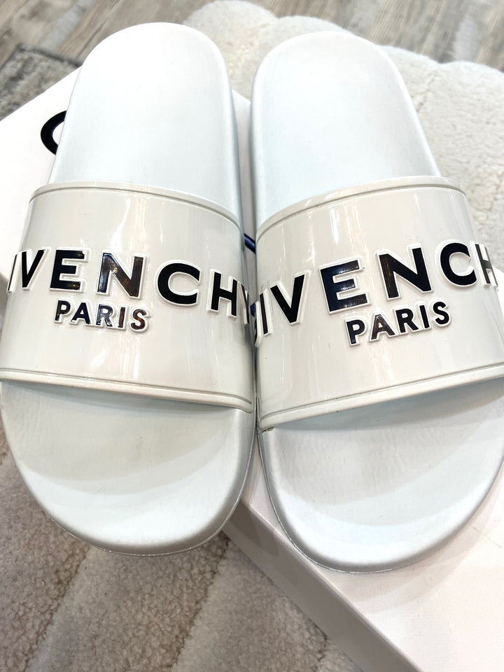 GIVENCHY PARIS FLAT SLIDE SANDALS