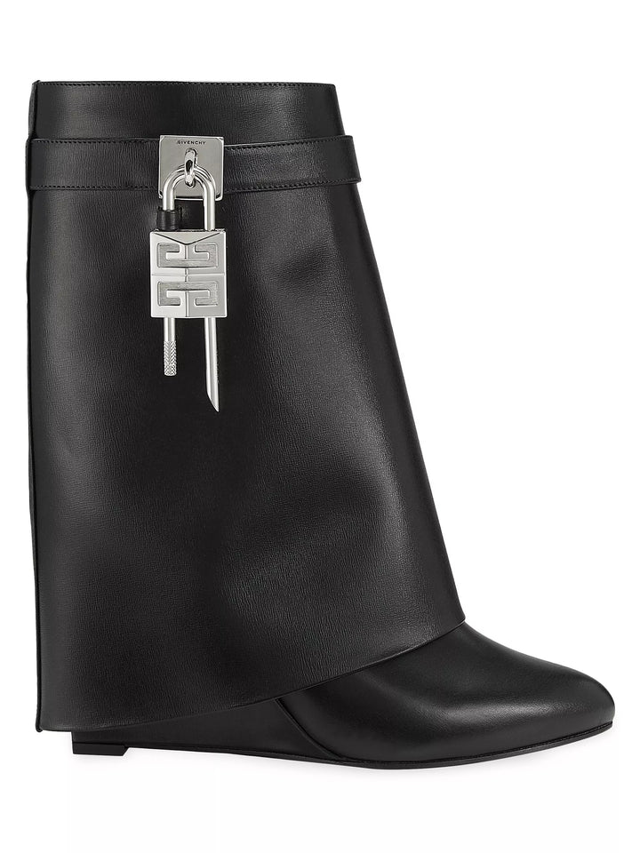 GIVENCHY SHARK LOCK ANKLE CALFSKIN LEATHER BOOTS