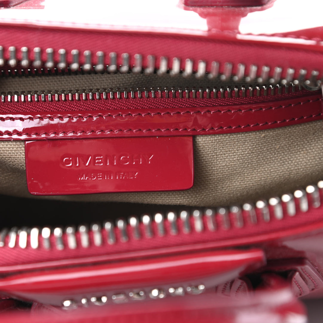 GIVENCHY SMALL ANTIGONA PATENT LEATHER SATCHEL BAG