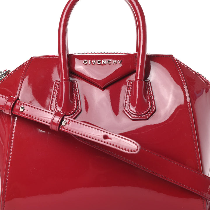 GIVENCHY SMALL ANTIGONA PATENT LEATHER SATCHEL BAG