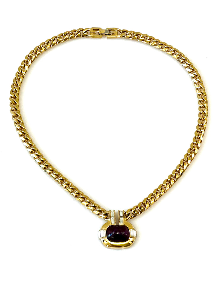 GIVENCHY VINTAGE CRYSTALS CABOCHON NECKLACE