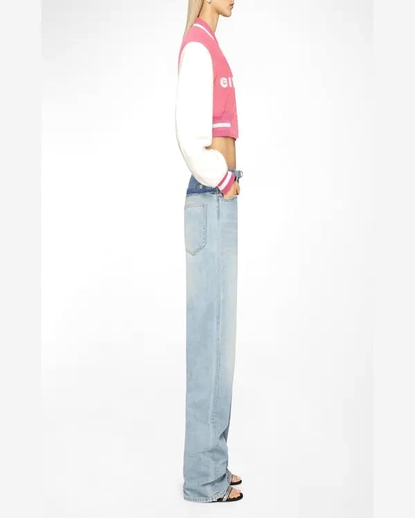 GIVENVHY WOOL &amp; CALFSKIN LEATHER CROPPED VARSITY JACKET