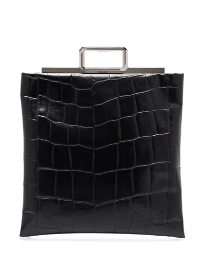 GIVENCHY CROC EMBOSSED LEATHER METAL HANDLE BAG