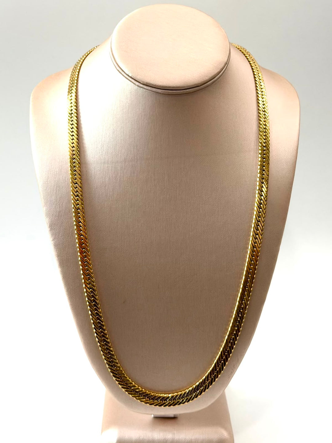 GIVENCHY DOUBLE LOGO WIDE HERRINGBONE GOLD PLATED NECKLACE