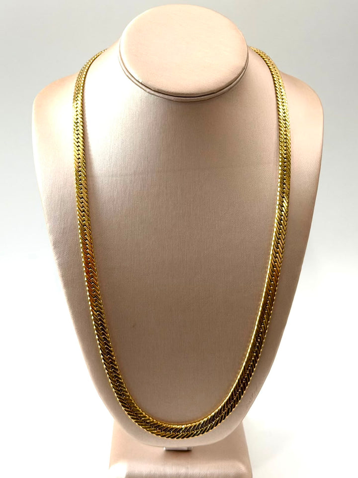 GIVENCHY DOUBLE LOGO WIDE HERRINGBONE GOLD PLATED NECKLACE