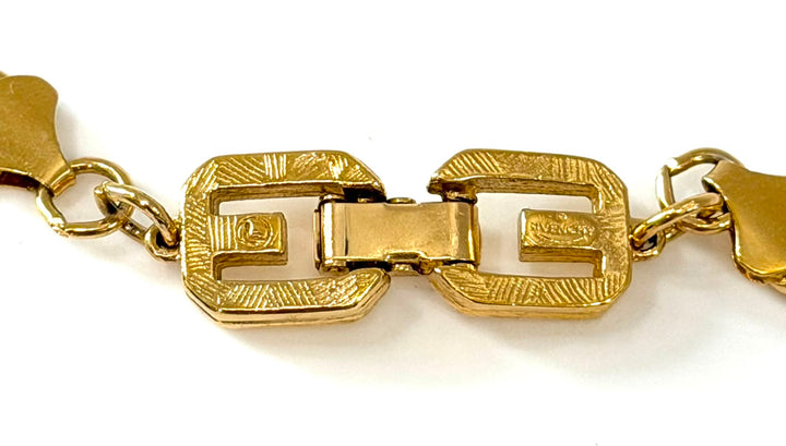 GIVENCHY DOUBLE LOGO WIDE HERRINGBONE GOLD PLATED NECKLACE