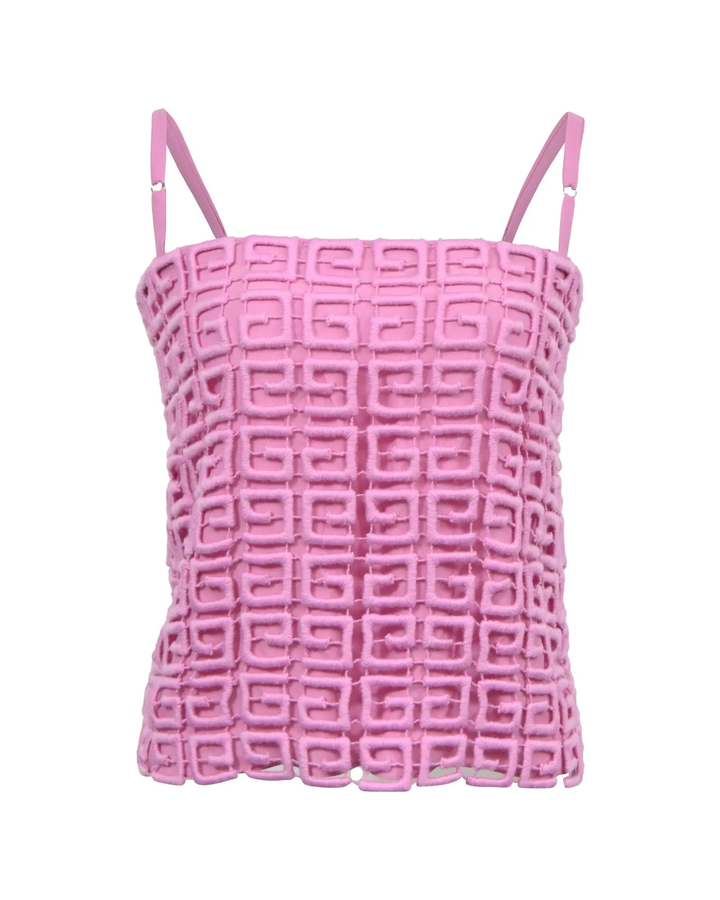 GIVENCHY 4G GUIPURE EMBROIDERED GEOMETRIC CAMISOLE TOP