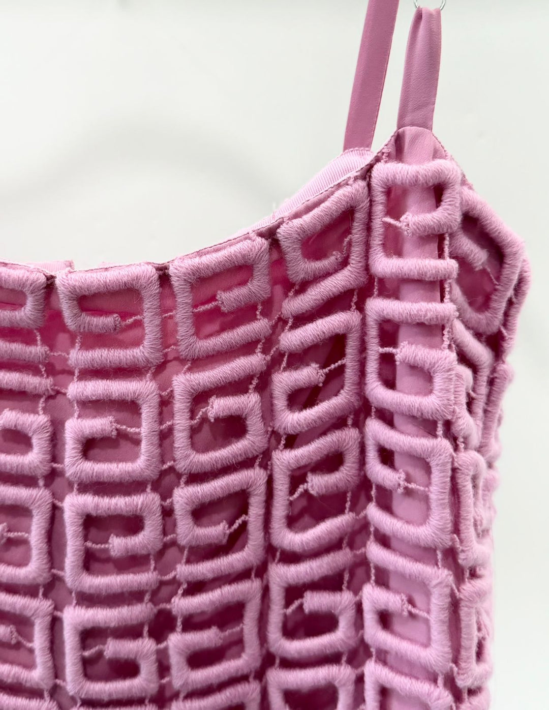 GIVENCHY 4G GUIPURE EMBROIDERED GEOMETRIC CAMISOLE TOP