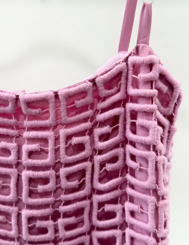 GIVENCHY 4G GUIPURE EMBROIDERED GEOMETRIC CAMISOLE TOP