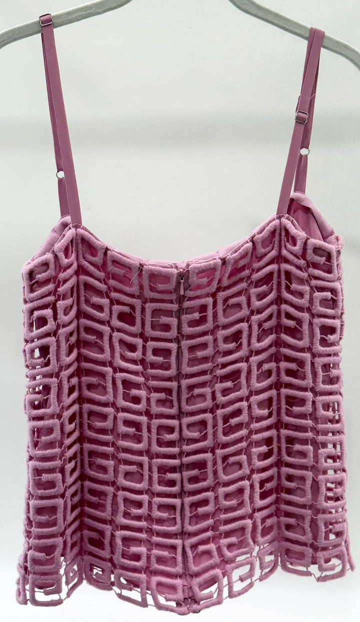GIVENCHY 4G GUIPURE EMBROIDERED GEOMETRIC CAMISOLE TOP