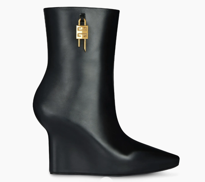 GIVENCHY G LOCK CALFSKIN LEATHER WEDGE HEEL ANKLE BOOTS
