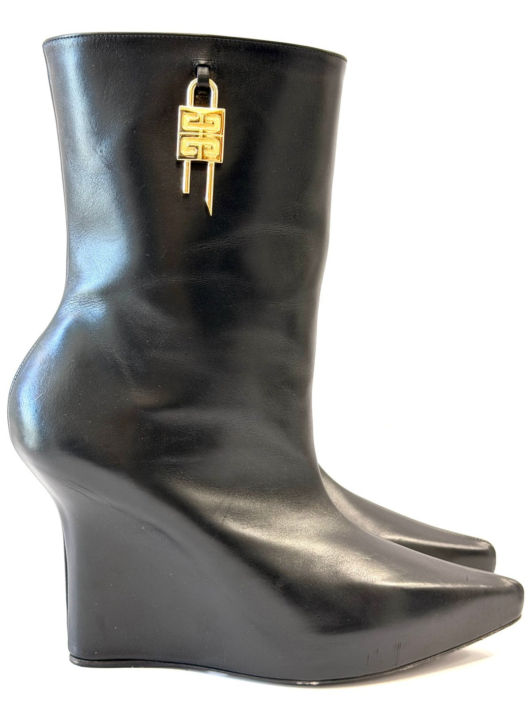 GIVENCHY G LOCK CALFSKIN LEATHER WEDGE HEEL ANKLE BOOTS